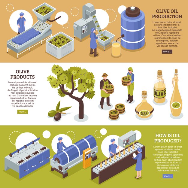 Banners horizontales de aceite de oliva