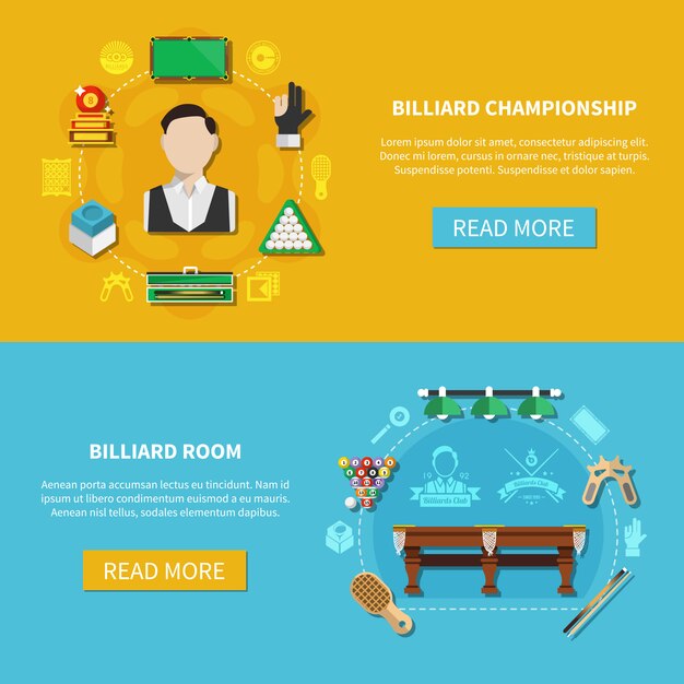 Banners horizontales del campeonato de billar
