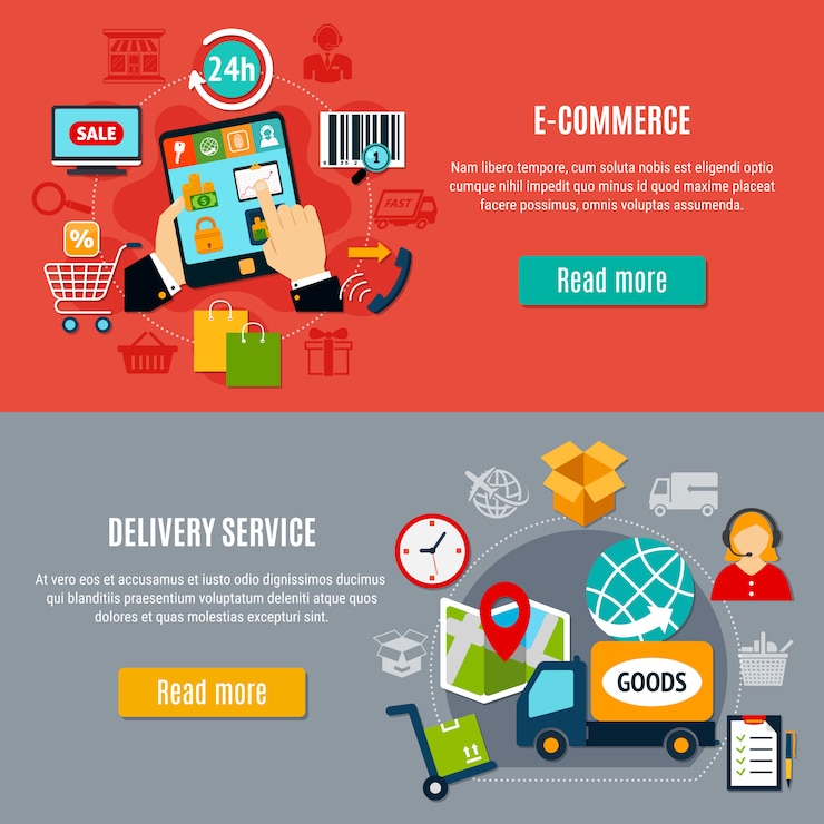 Vector gratuito banners horizontales de comercio electrónico