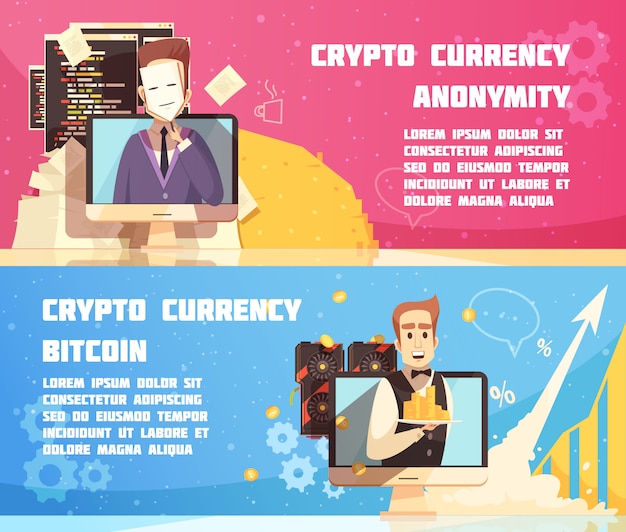 Banners horizontales de criptomonedas