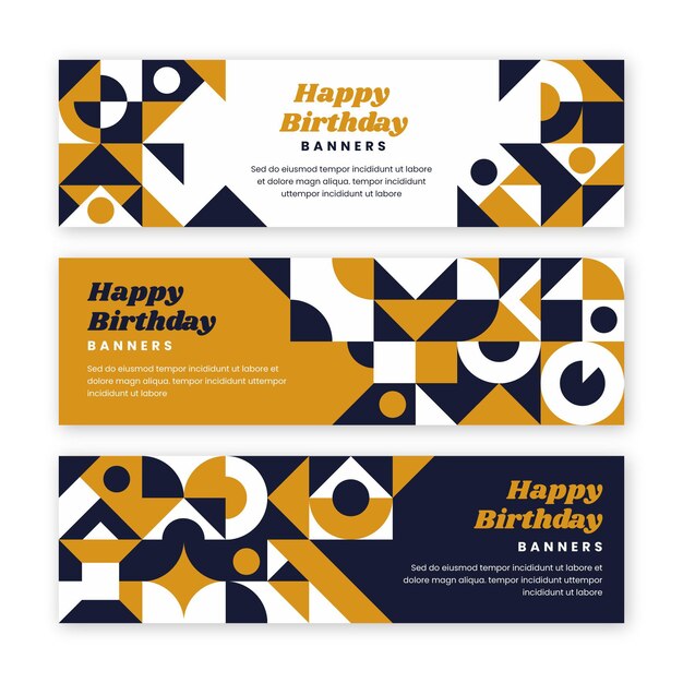 Banners horizontales de cumpleaños plano