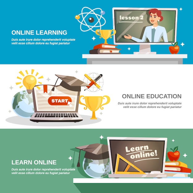 Banners horizontales de educación en línea