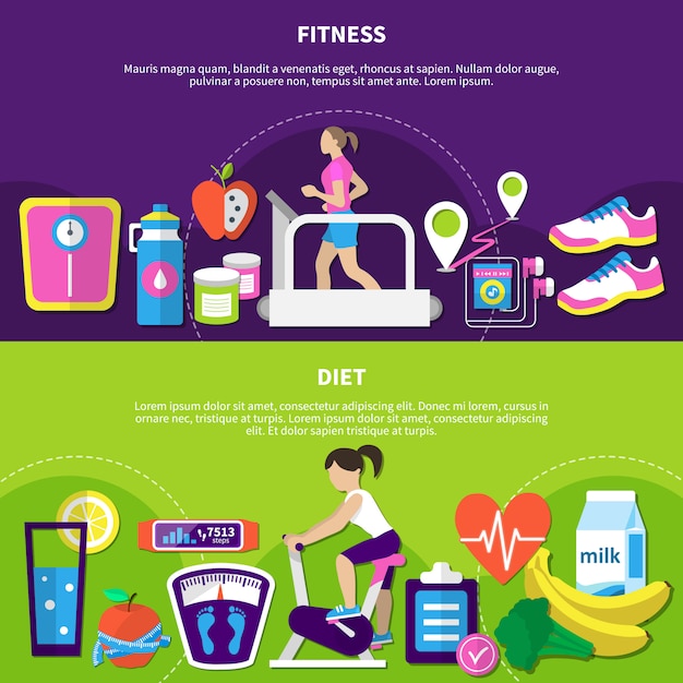 Banners horizontales de fitness