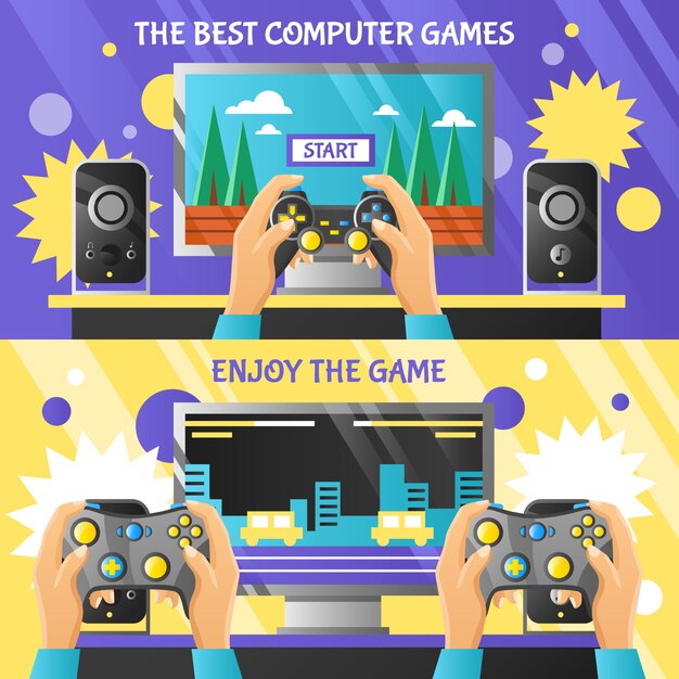 Banners horizontales de gadget de juego