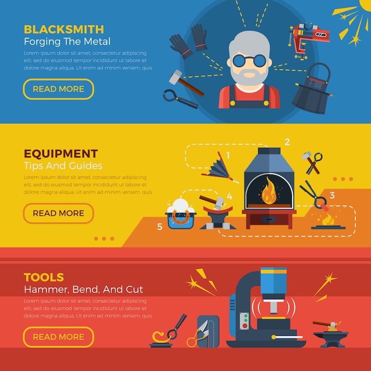 Vector gratuito banners horizontales de herrero