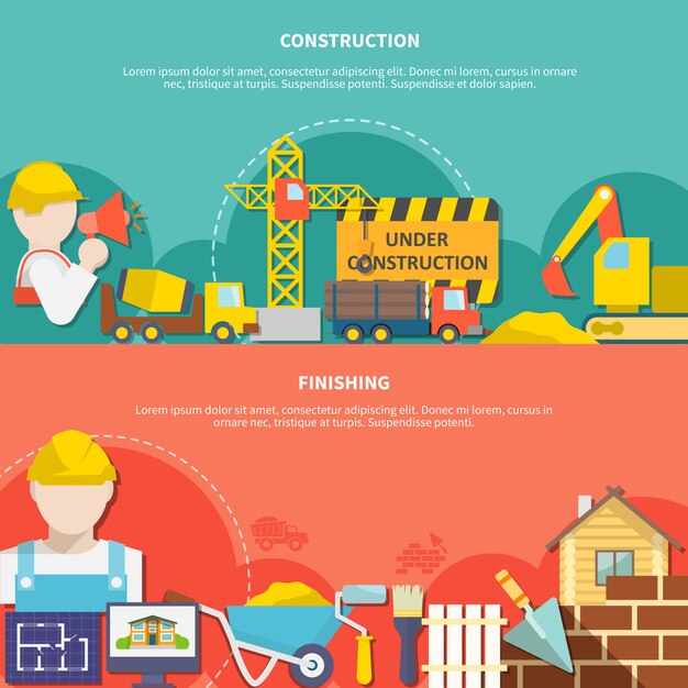 Banners horizontales de la industria plana