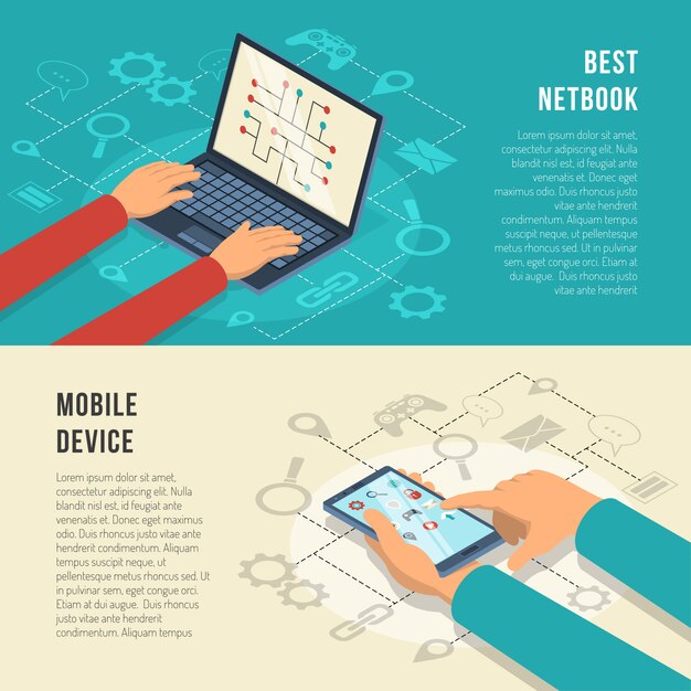 Banners horizontales de Internet de las cosas