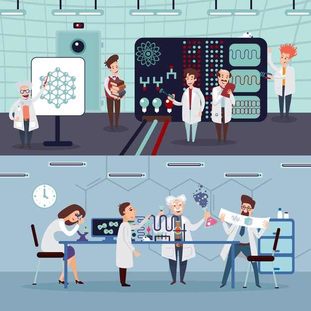 Banners horizontales de investigación científica