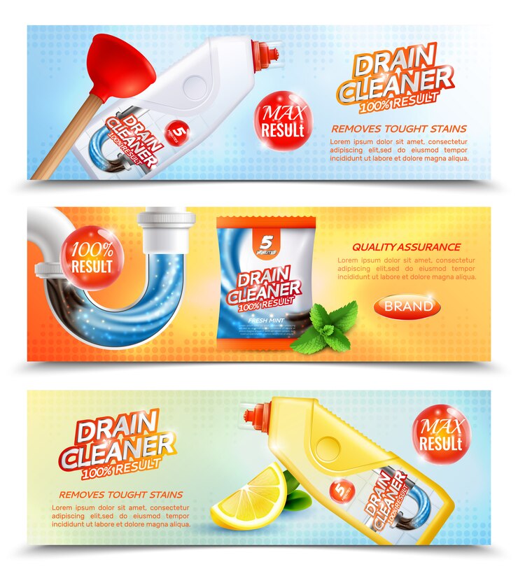 Vector gratuito banners horizontales de limpiador sanitario