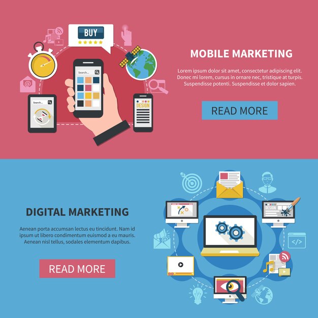Banners horizontales de marketing digital