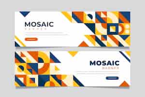 Vector gratuito banners horizontales de mosaico plano