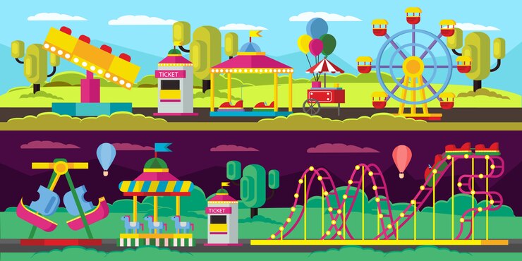 Vector gratuito banners horizontales del parque de atracciones
