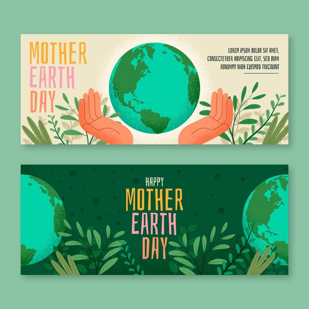 Vector gratuito banners horizontales planas del día de la madre tierra