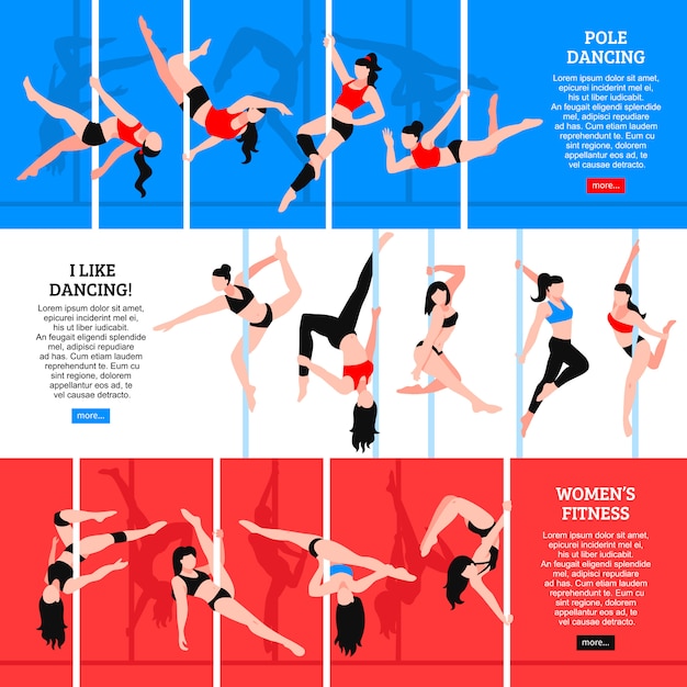 Vector gratuito banners horizontales de pole dance