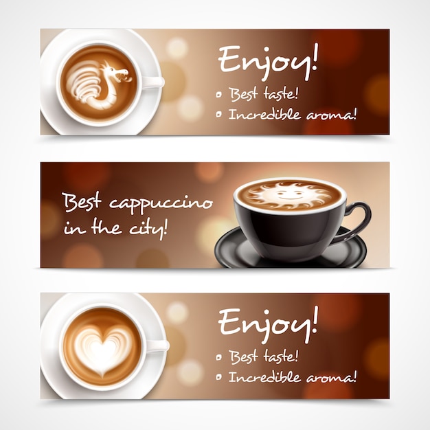 Vector gratuito banners horizontales de publicidad de café