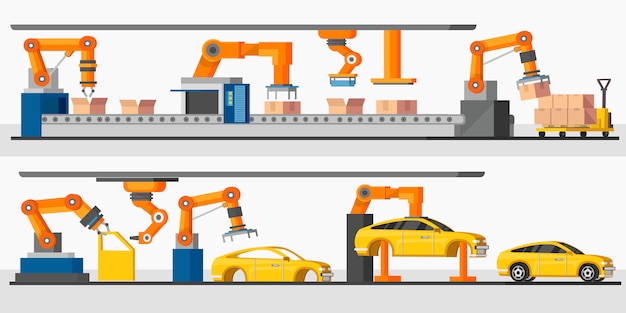 Banners horizontales de robot de automatización industrial