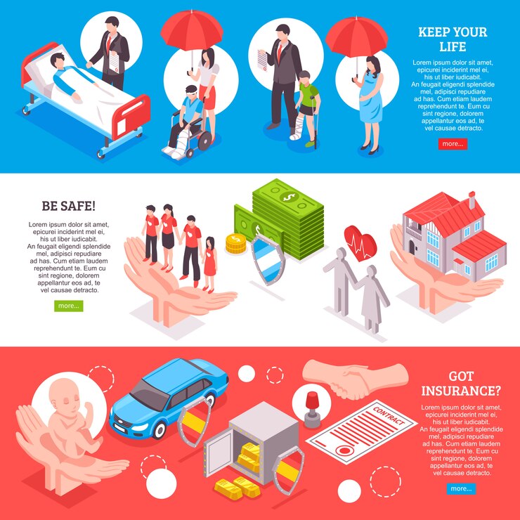 Vector gratuito banners horizontales de seguros