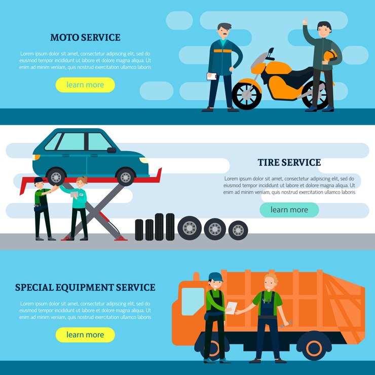 Vector gratuito banners horizontales de servicios de reparación coloridos