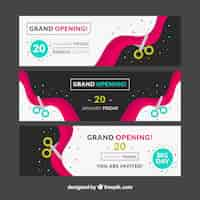 Vector gratuito banners de inauguración con estilo colorido