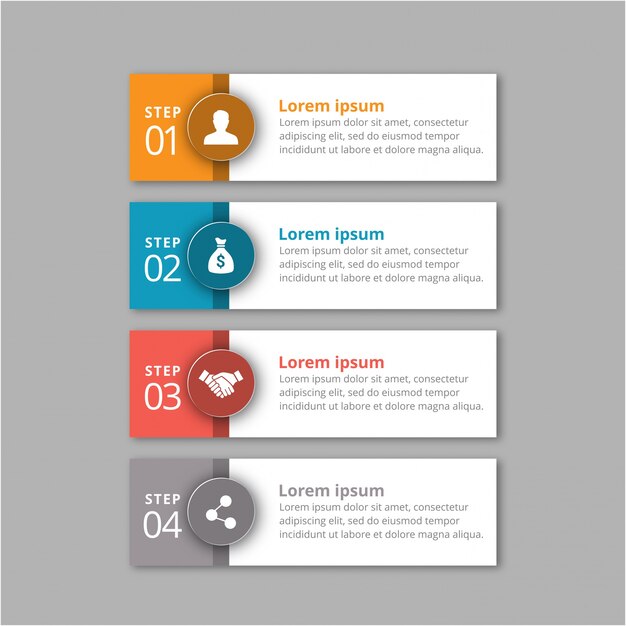 Banners de infografía con 4 pasos
