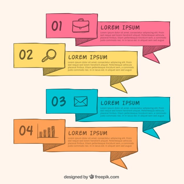 Banners infográficos dibujados a mano con formas geométricas