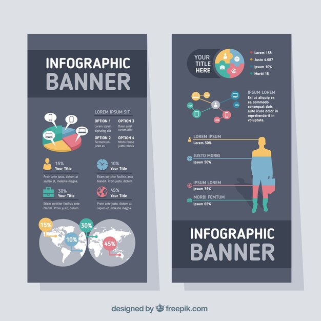 Banners infográficos con gráficos de colores