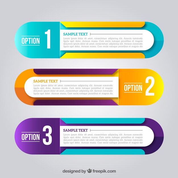 Banners infográficos modernos con variedad de colores