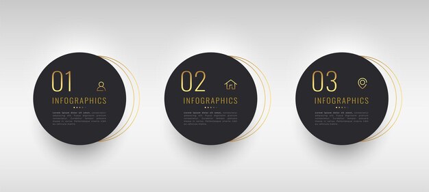 Banners infográficos de tres pasos, herramienta de marketing perfecta para empresas