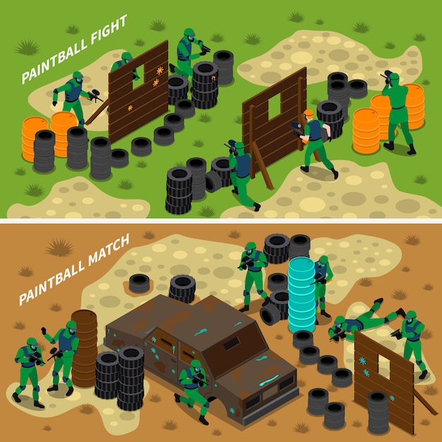 Banners isométricos de paintball