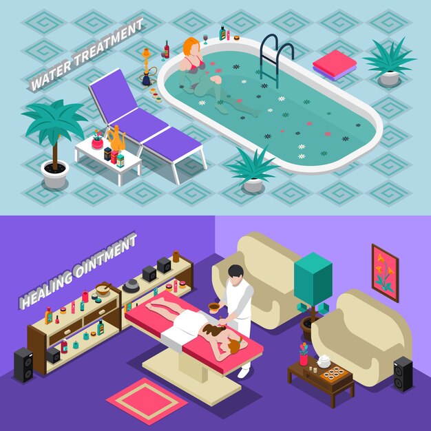 Banners isométricos spa salon