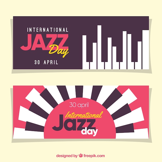 Vector gratuito banners de jazz con teclado