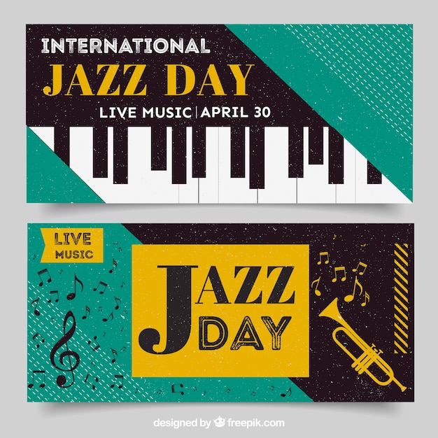 Vector gratuito banners de jazz vintage