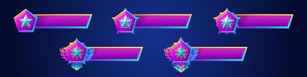 Banners de juegos con insignias de estrellas barra de título vacía