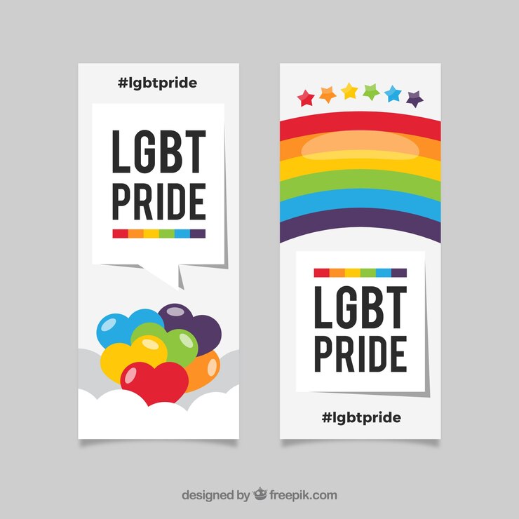 Vector gratuito banners de lgbt pride en estilo flat