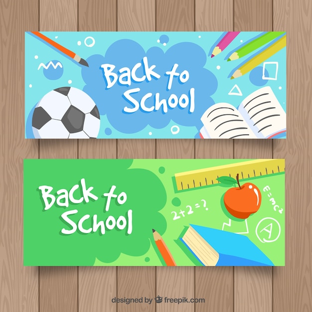 Banners de libros y otros materiales escolares