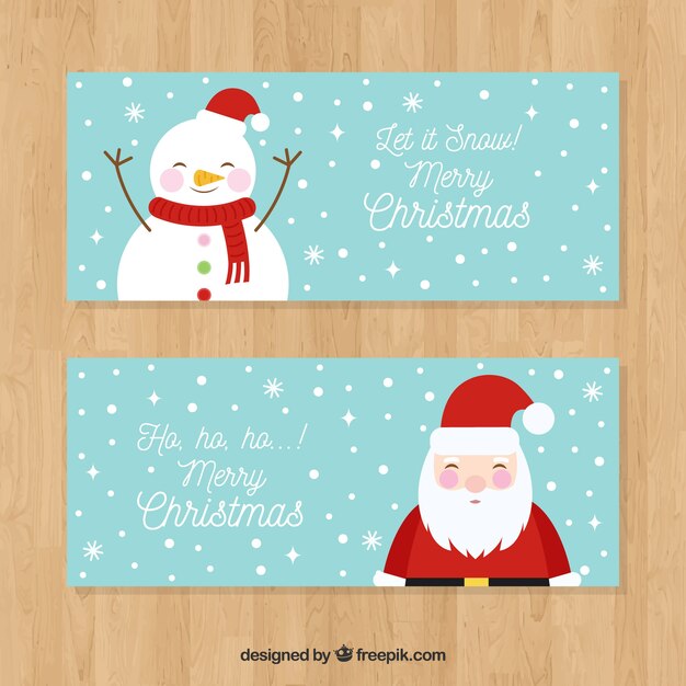 Banners lindos con santa claus y un muñeco de nieve