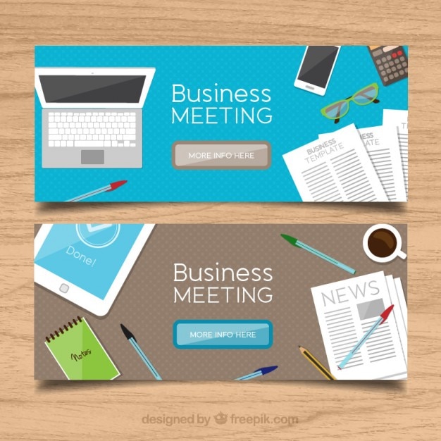 Vector gratuito banners de lugar de trabajo de negocios