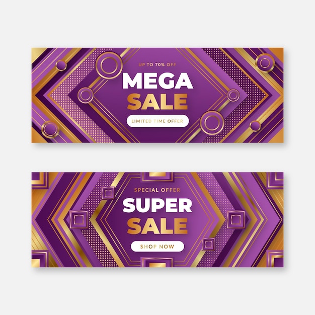 Vector gratuito banners de lujo dorado degradado