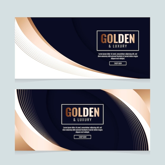 Vector gratuito banners de lujo de estilo dorado degradado