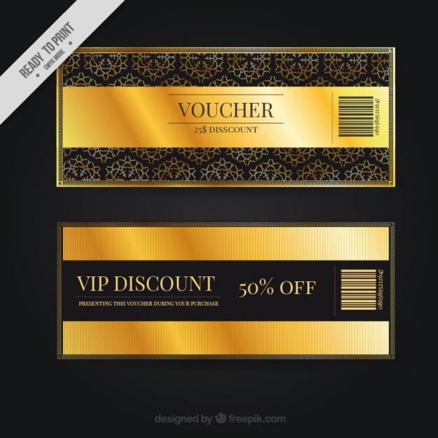 Vector gratuito banners lujosos dorados de descuento