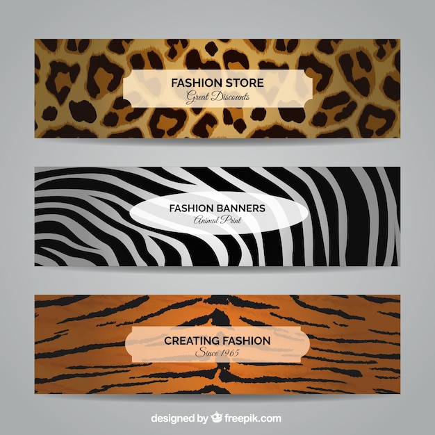 Banners de moda en estilo animal