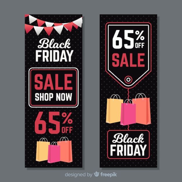 Vector gratuito banners modernos de black friday con diseño plano