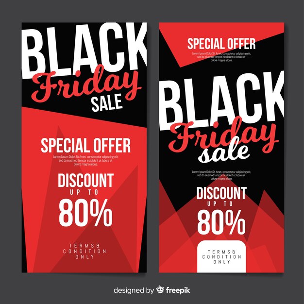 Banners modernos de black friday con diseño plano