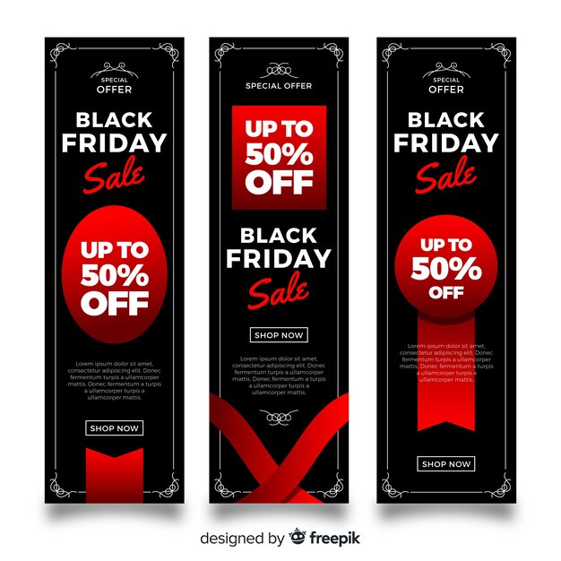 Banners modernos de black friday con estilo elegante