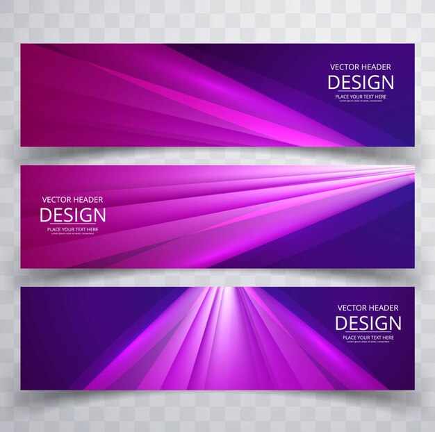 Banners modernos brillosos morados