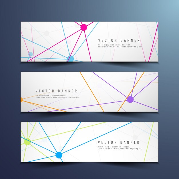 Banners modernos coloridos de tecnología