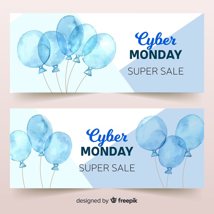 Vector gratuito banners modernos de cyber monday en acuarela