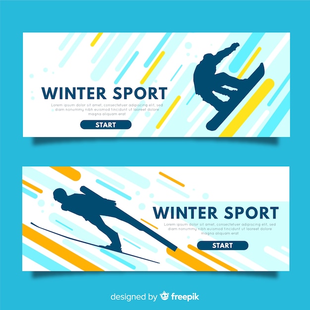 Banners modernos de deportes de invierno