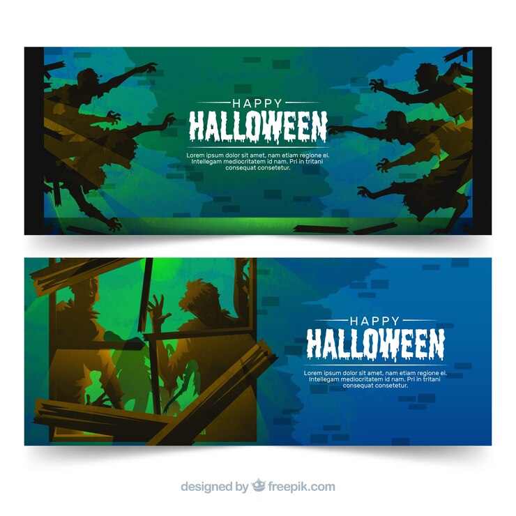 Vector gratuito banners modernos de feliz halloween