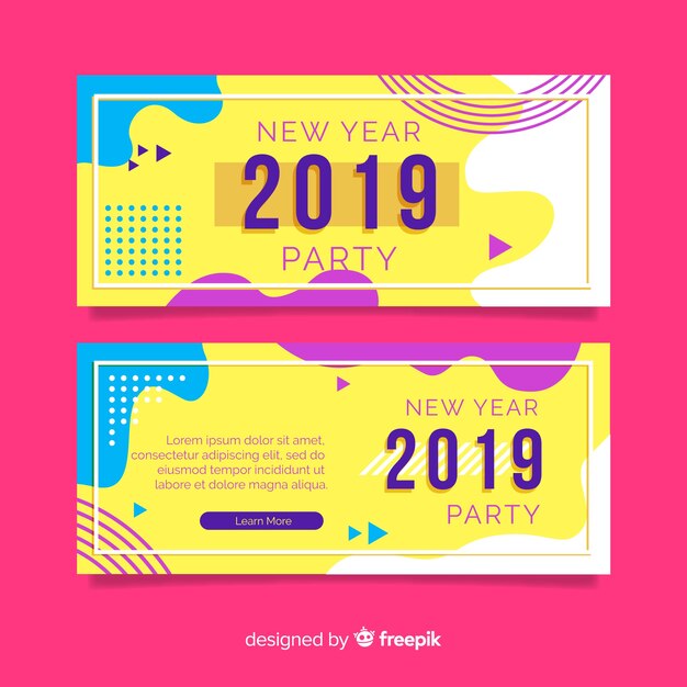 Banners modernos de fiesta de fin de año con diseño abstracto